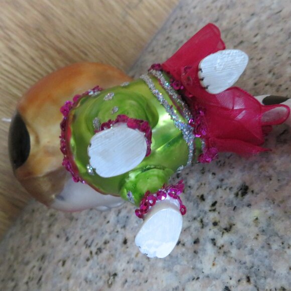 Hand Painted Glass Cute Cat Kitty Christmas Tree Ornament (F83) - Picture 4 of 4